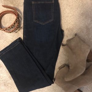 CAbi dark wash jeans, high straight, size 10